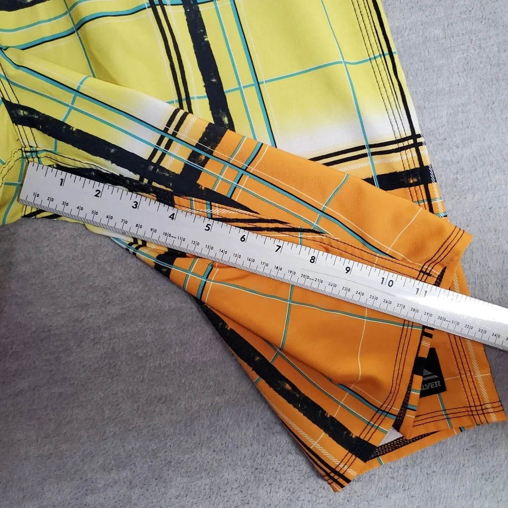 Quiksilver Men Swimwear‎ 34 Yellow Plaid Board Short Outdoor Beach Surf Pockets